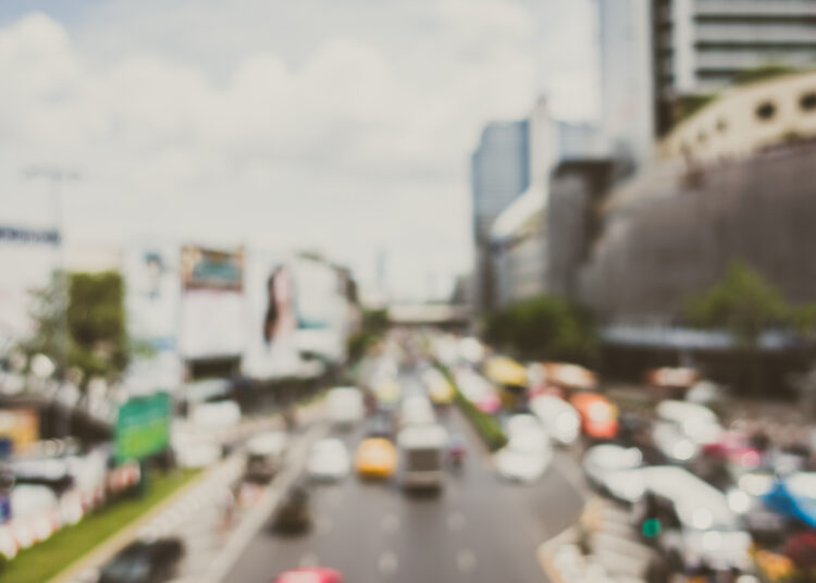 Abstract blur traffic jam in bangkok city at Thailand - Filter effect