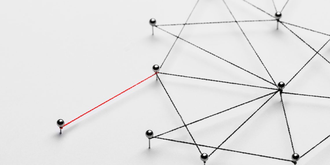 Business network background, connecting dots, technology design