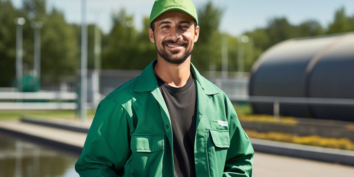 Employee Portrait at Sewage Treatment Plant Generative AI