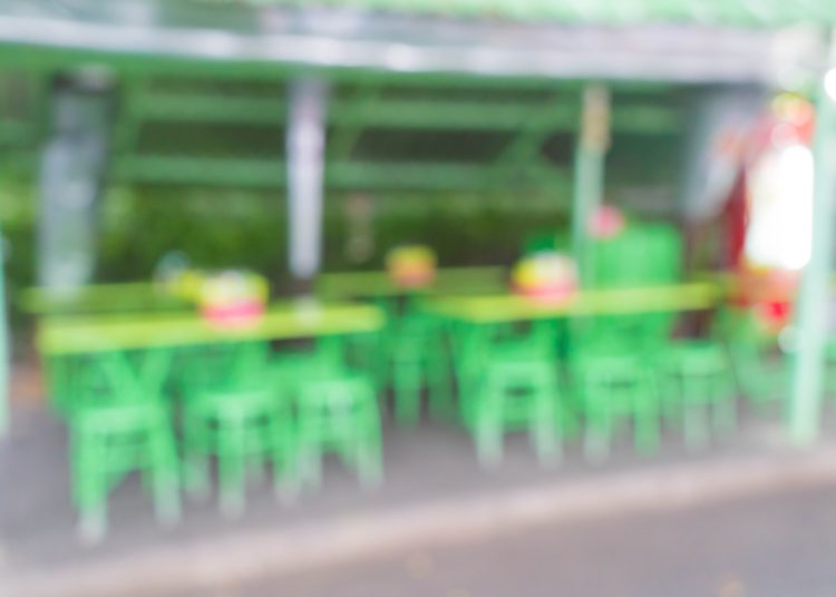 abstract blur in street restaurant for background